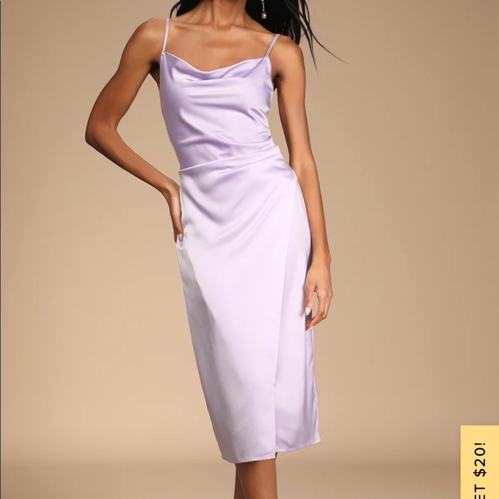NWT Lulu’s Satin Midi Dress Light Purple/Lilac